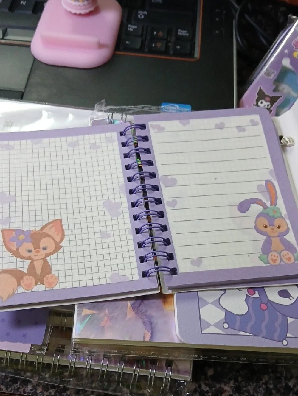 Kuromi Mini Purse Flip Notebook - Lavender Pink